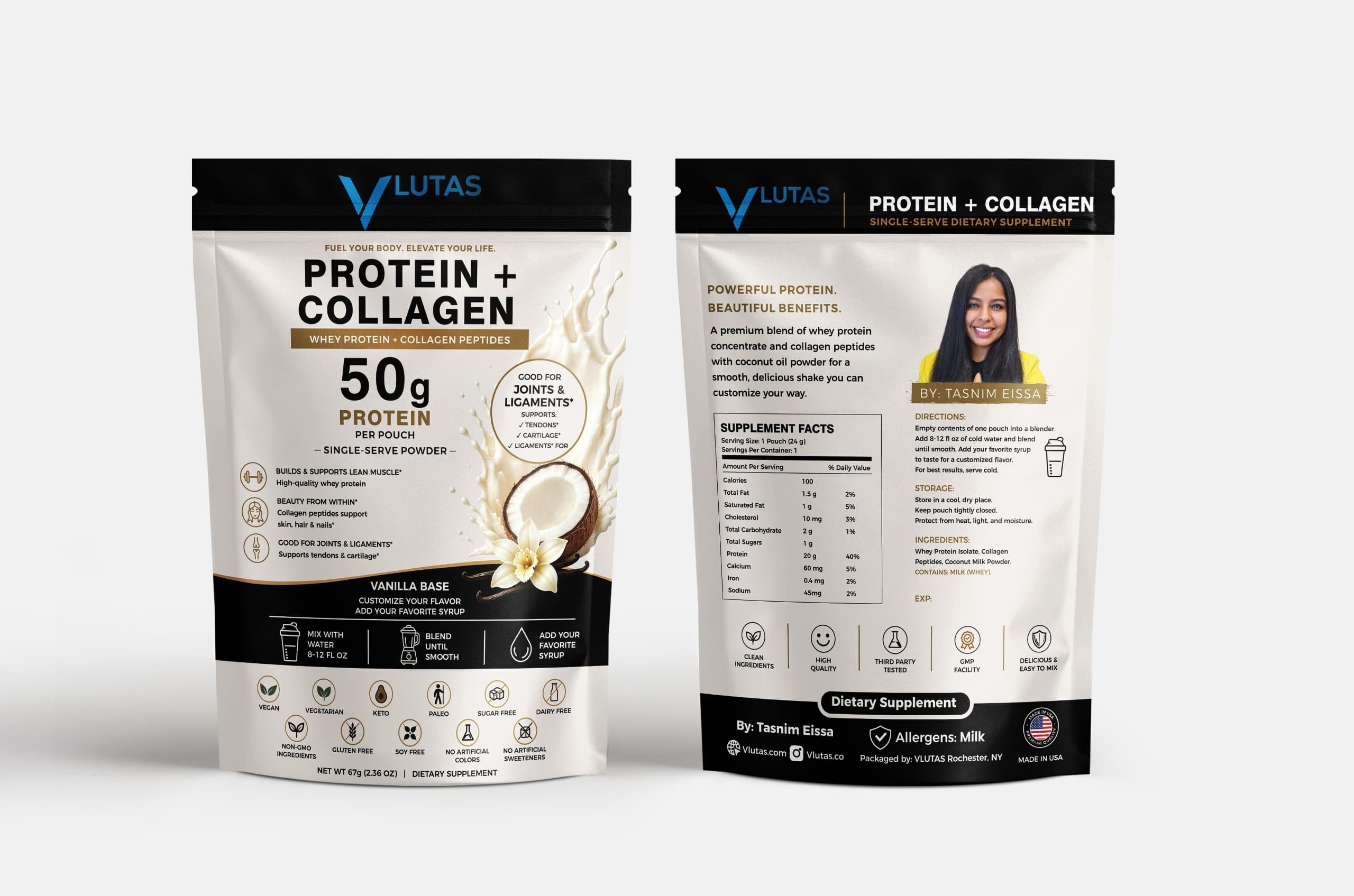 VLUTAS Protein + Collagen Shake 50g Protein pouch